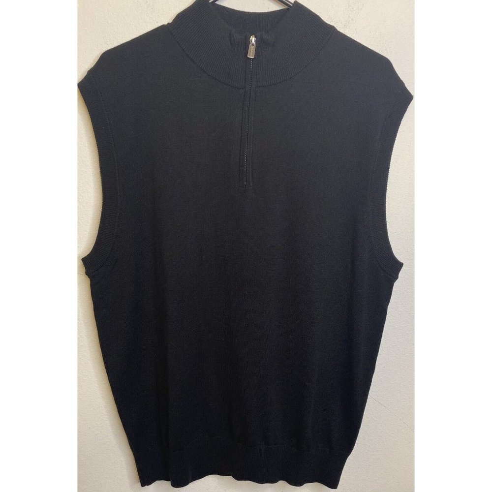 NEW  F/X Fusion Mens Black Knitted Pullover Vest Sweater Sleeveless Large Zipper